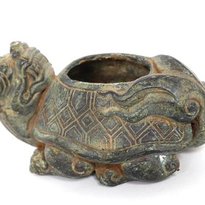 Sale Photo Thumbnail #402: Lot 402 chinese bronze archaic style bronze turtle dragon vessel