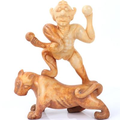 Sale Photo Thumbnail #369: Lot 369 chinese hardstone performer on jaguar