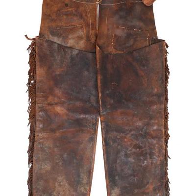 Sale Photo Thumbnail #46: Lot 45 american western leather chaps 19th c.