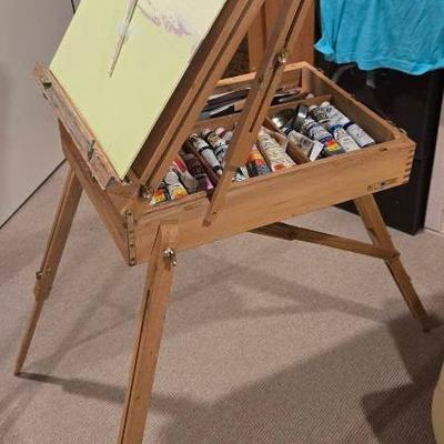Vintage French Easel & Paints 