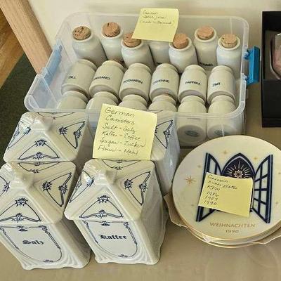 German Spice Jars, German Kitchen Cannisters and German Christmas Plates