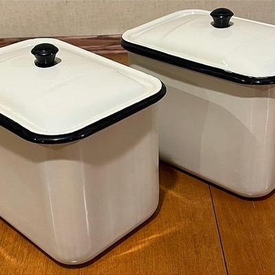 1930s–40s Vintage Enamel Refrigerator Boxes (Set of 2)