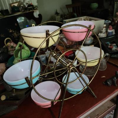Sale Photo Thumbnail #12: Rare Mid Century Vintage Hazel Atlas Condiment Ferris Wheel set