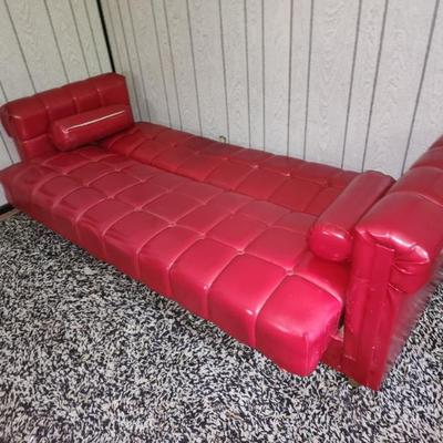 Sale Photo Thumbnail #3: Vintage vinyl futon