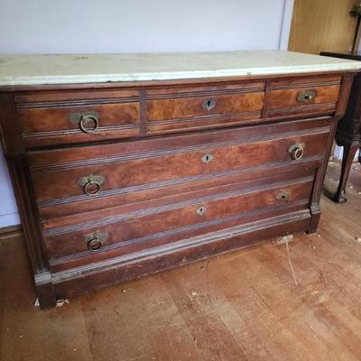 Sale Photo Thumbnail #22: Antique marble top dresser