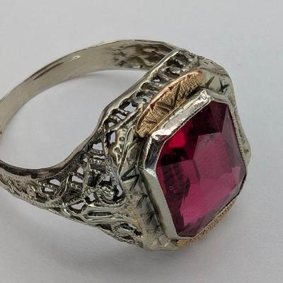 14K White Gold & Ruby Ring