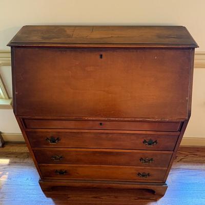 Vintage Maple Secretary Desk 