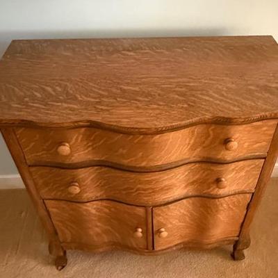 Antique Tiger Oak Serpentine Chest