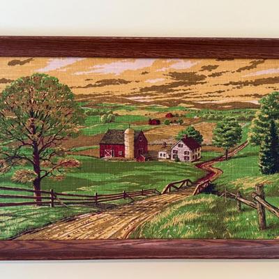 Vintage Country Side Linen Print, Richard Batchelder, Framed