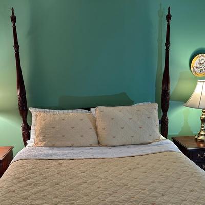 Pair Of Brass Bedside Lamps With Shades