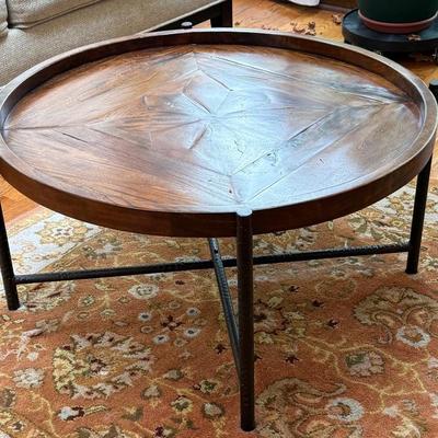 Arhaus Round Coffee Table With Iron Base 
