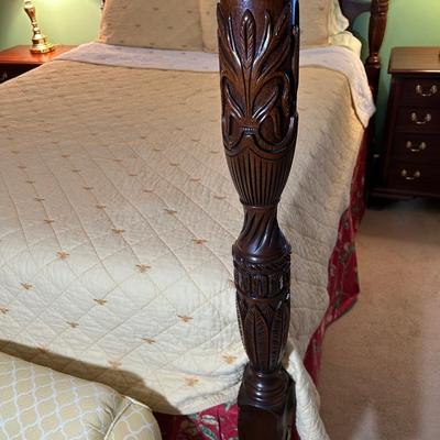 Mahogany Rice Post Bed Including Bedding And Matching Bench Nook Seating 