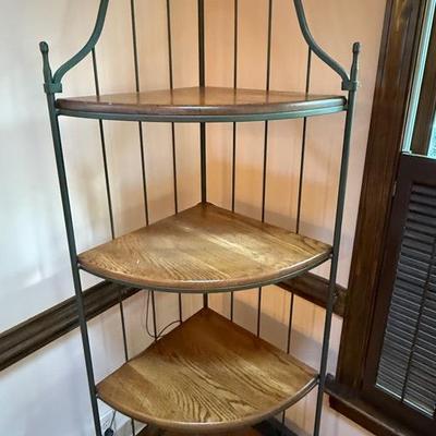 Charleston Forge Four Tiered Oak & Steel Corner Shelf