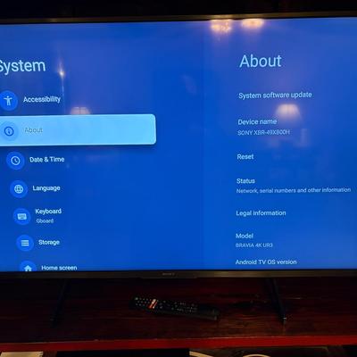 Sony XBR-49” TV With Remote