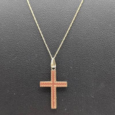 14K Gold Chain Necklace w/ 10K Gold Cross