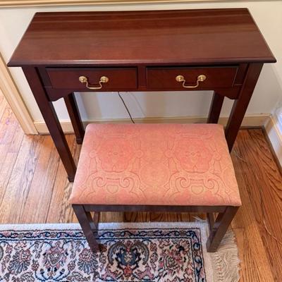 Vintage Chippendale Mahogany Two-Drawer Console Table by Bombay Company