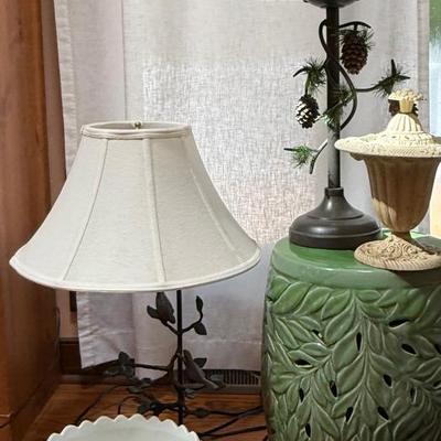Lot Of Garden Themed Flower Pots And Lamps