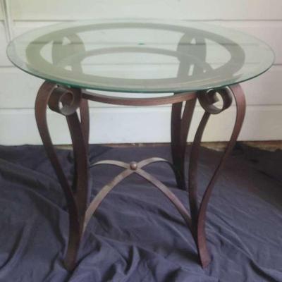 Glass-Top Metal Accent Table