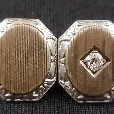 14K Gold Diamond Accent Buttons – Approx. 3.55g