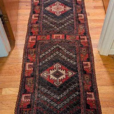 Handwoven Tribal Wool Runner with Geometric Medallions