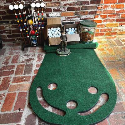 Outdoor Game Set Including Croquet Set, Golf Trainer & More
