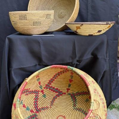 Collection of Handwoven African Baskets from Ghana, Uganda & Sierra Leone