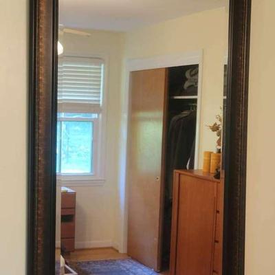 Large Wall Mirror with Ornate Dark Wood Frame