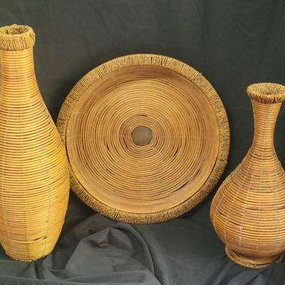 Woven Seagrass Vases and Basket 