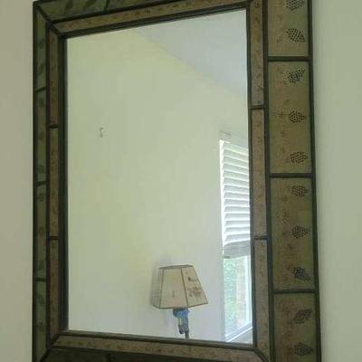 Decorative Wall Mirror with Pinecone Border