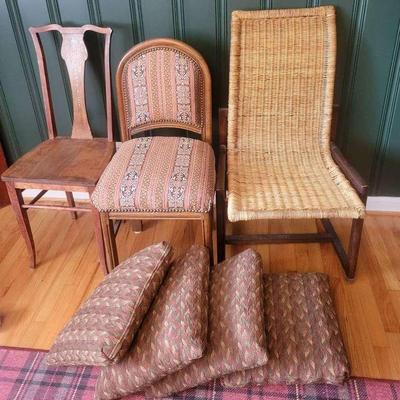 Wooden Chair Trio with Bonus Cushions
