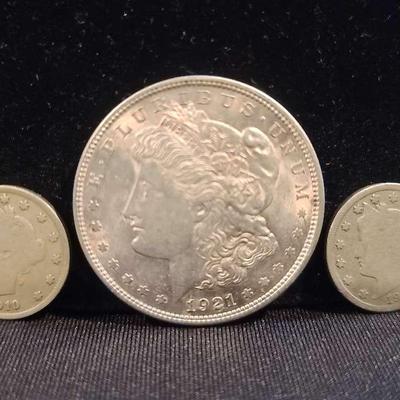 1910 & 1912 Liberty Nickels With 1921 Morgan Dollar