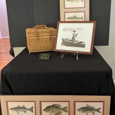Vintage-Inspired Fishing Decor Featuring Pewabic Pottery Fish Tile