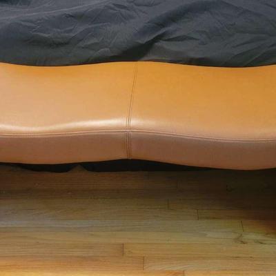 Modern Tan Leather-Like Bench with Gently Curved Seat