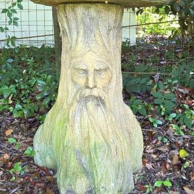 Whimsical Tree Spirit Concrete Birdbath