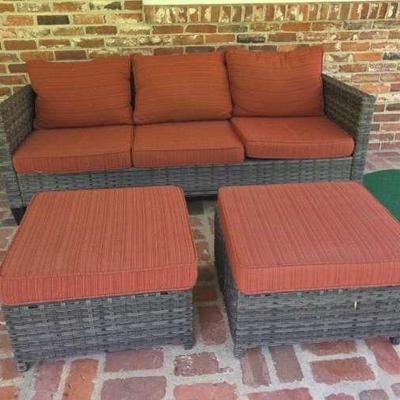 Ovios Outdoor Wicker Patio Sofa Set with Cushions
