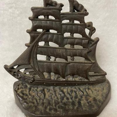 "1928" Antique Metal Ship Bookend (Connecticut Foundry)
