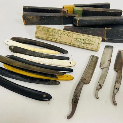 Vintage Straight Razor Cases, Blades, and Boxes
