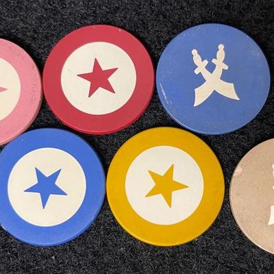 Vintage Star and Dagger Clay Poker Chips