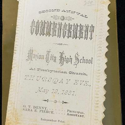 1881 Mason City High School Commencement Program