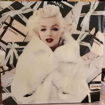 Devon "Marilyn Chanel Fur"  Silk Screen & Diamond Dust on canvas Reserve-$10,000 Buy Now $14,000