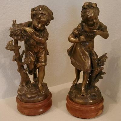 Bronze Statues by Auguste Moreau. A Boy And Girl - Reserve - $300