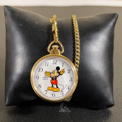 Lotus Mikey Mouse Pocket Watch With Chain Lot#16 Retail $100  Reserve - $40