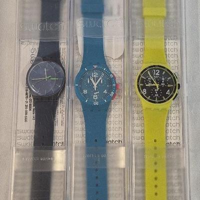 3 Swatch Watches New In Boxes Retail $300 Together - Reserve $100
