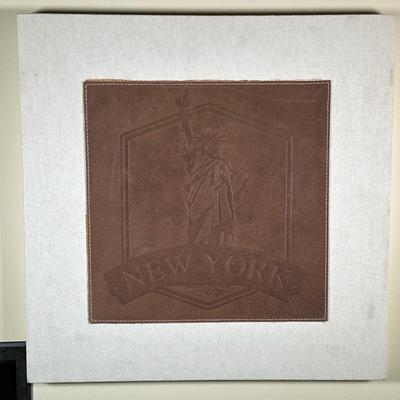 New York Textured Art | New York embossed fabric art on a linen canvas stretcher - h. 20 x w. 20 in
