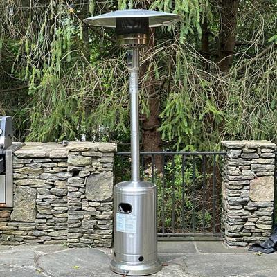 Outdoor Propane Heater | In stainless steel finish with a mushroom-shaped reflector and a cylindrical base - h. 90 x dia. 25 in (approx.)
