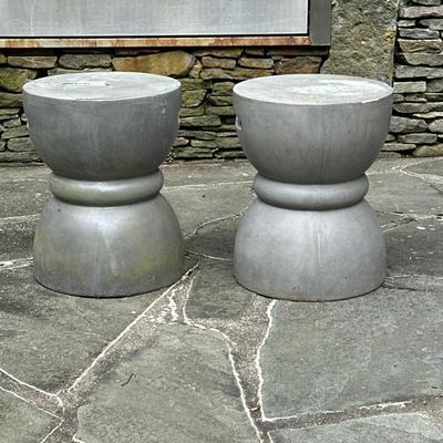 (2pc) Pair Dark Gray Drum Accent Table with Handles | Having an hourglass shape and suitable for indoor and outdoor use. Made of...