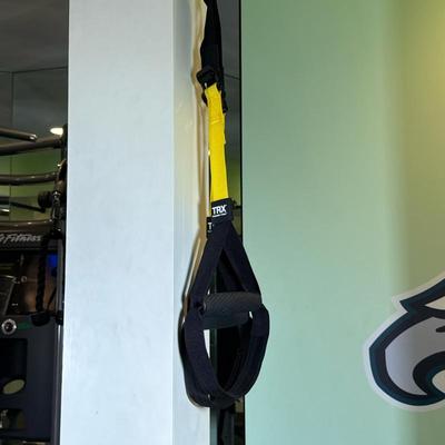 TRX SUSPENSION TRAINER| TRX suspension trainer workout equipment. n.b. first photo is a stock photo Dimensions: h. 90 in (adjustable...