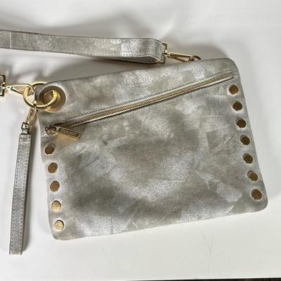 Hammitt Suede & Leather Handbag / Shoulder Bag | Nash embossed clutch by Hammitt. Havingan external cell phone pocket, wristlet...