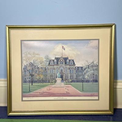 Print Of College Hall, University Of Pennsylvania | Gold-framed, numbered print. Signed lower right. 14” h x 18” sight. - h. 22 x l. 25.5...