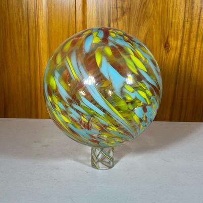 Colorful Art Glass Decor | Obverse colorful glass spherical vase - h. 11.25 x dia. 9 in (approx.)
